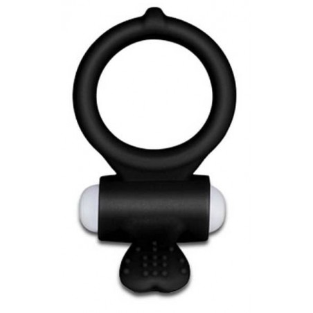 Cockring Vibrant Power Clit Heart Noir - Stimulateur Clitoridien En Forme De Cœur A Picots - 7 cm / Ø 4 cm - Love Toy