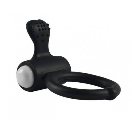 Cockring Vibrant Power Clit Heart Noir - Stimulateur Clitoridien En Forme De Cœur A Picots - 7 cm / Ø 4 cm - Love Toy