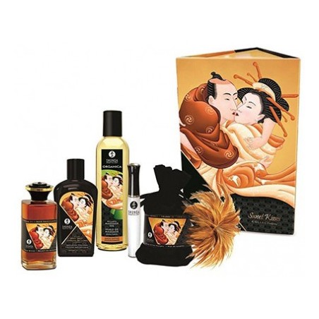 Coffret Sweet Kisses - Huile De Massage Amande/Huile Chauffante Caramel/Gloss Coco/Poudre Miel/Peinture Chocolat - Shunga