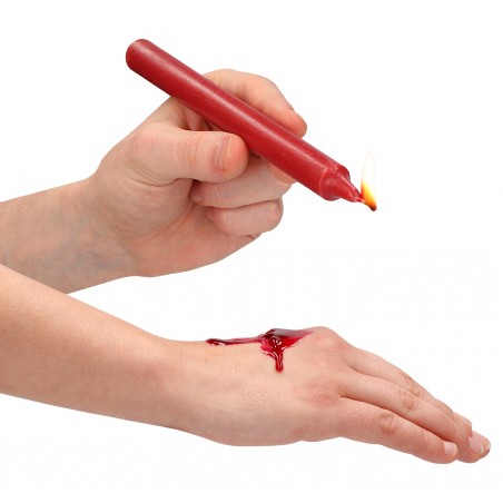 Kit De 4 Bougies BDSM - Teasing Wax Rouge - Basse Température - 18 cm / Ø 1,8 cm - Ouch