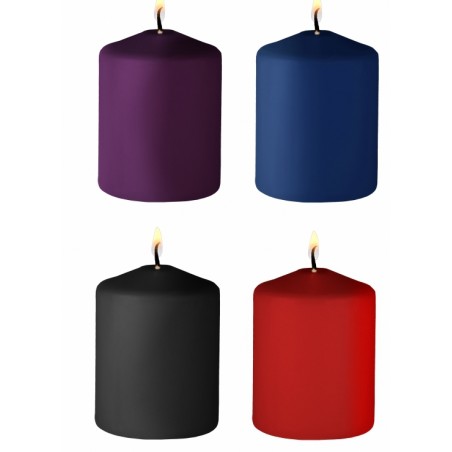 4 Bougies BDSM Parfumées - Teasing Candle Mix scent - Basse Température - Noir/Rouge/Violet/Bleu - 4,2 cm / Ø 3,5 cm - Ouch