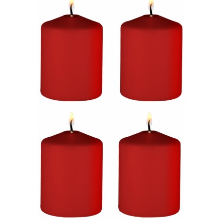 Kit De 4 Bougies BDSM Rouges Parfumées A L'Orange Sanguine - Teasing Candle - Basse Température - 4,2 cm / Ø 3,5 cm - Ouch