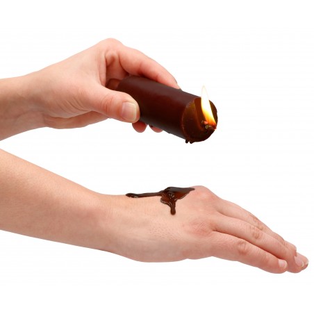 Bougie BDSM Wax play Candle - Marron Parfumée Au Chocolat - Basse Température - 12 cm / Ø 3,6 cm - Ouch