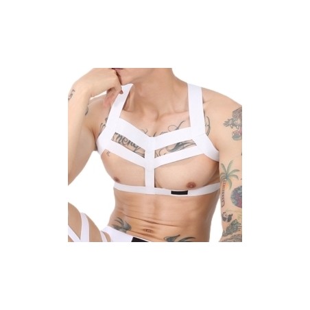 Harnais Multi Band Blanc - Extensible - Plusieurs Lanières - Taille Unique - Men Sexy Wear