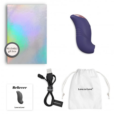 Stimulateur Clitoridien Compact Avec Langue - Believer Indigo - LED - Waterproof - Rechargeable - 10 m / Ø 3 cm - Love To Love
