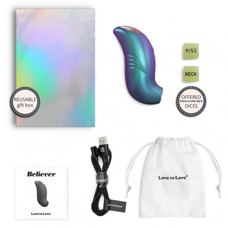 Stimulateur Clitoridien Compact Avec Langue - Believer Bleu - LED - Etanche - Rechargeable - 10 m / Ø 3 cm - Love To Love