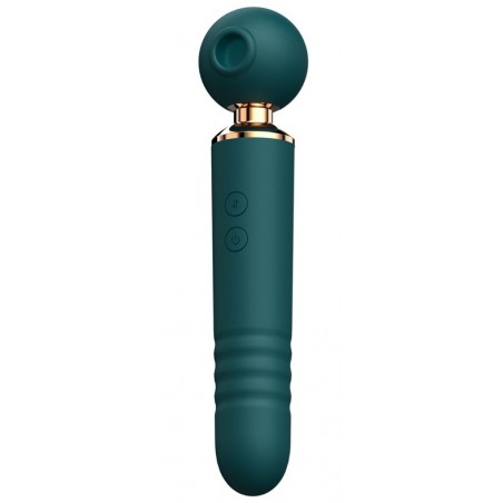 Stimulateur Budding Vert - Va-et-vient / Wand Tapotement / Succion - Waterproof - Rechargeable - 19 cm / Ø 3 cm - My Play Toys