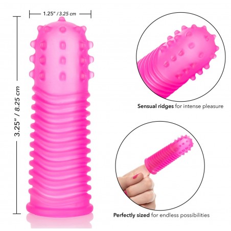 2 Gaines Pour Doigt - Finger Tingler Fuchsia - Picots Et Stries - 8 cm - Calexotics
