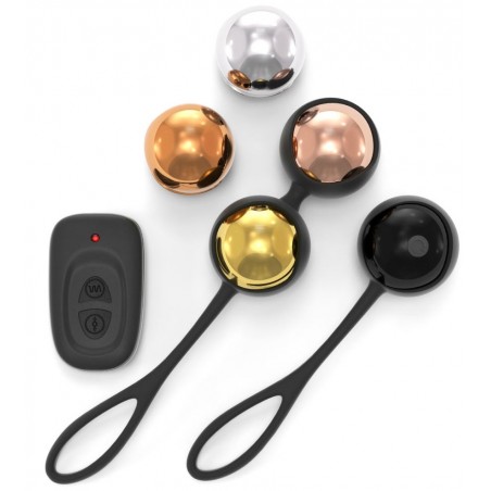 kit D'Entraînement Pelvien Training Balls - 5 Boules de Geisha Dont 1 Vibrante - 13,2 cm Et 17,5 cm / Ø 3,5 cm - Dorcel
