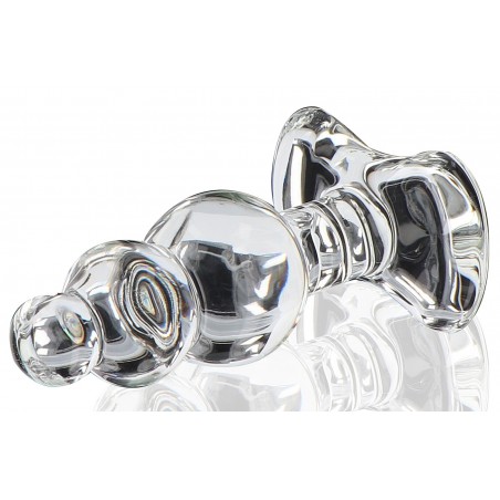 Plug Crystal Jewel Transparent A 3 Boules - Verre Thermo Réactif Chaud / Froid - Waterproof - 9,5 cm / Ø De 2 A 3,5 Cm - ToyJoy