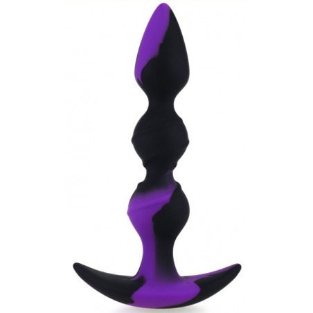 Plug Anal Three Pal Noir Et Violet - Chapelet de 3 Boules - Waterproof - 15 cm / Ø De 2,8 Cm A 3,2 Cm - Generique