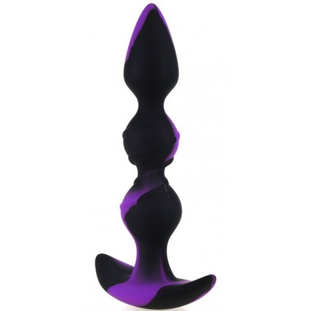 Plug Anal Three Pal Noir Et Violet - Chapelet de 3 Boules - Waterproof - 15 cm / Ø De 2,8 Cm A 3,2 Cm - Generique