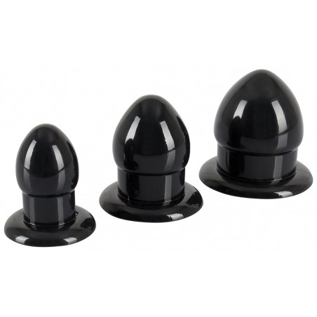 Coffret Anal Mini fat Noir - 3 Plugs A Ventouse - Tailles : De 4,5 cm A 5 cm / Ø De 3 cm A 4,9 cm - You2Toys