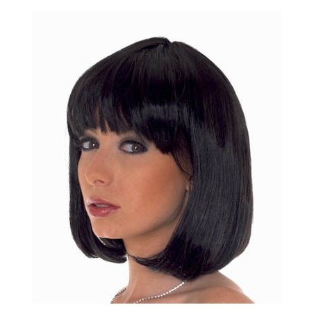 Perruque Amorable - Coupe Au Carré Avec Frange - Noir Ebène - Pour Femmes Et Hommes - 26 cm - Rimba