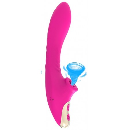 Rabbit Dudu Fuchsia - Vibromasseur Et Stimulateur A Air Pulsé - Waterproof - Rechargeable - 12 cm / Ø 3,4 cm - Generique