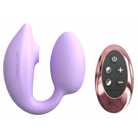 Œuf Vibrant Et Stimulateur Clitoridien Langue Wonderlover Mauve Télécommandé - Etanche - USB - 9,8 cm / Ø 3,9 cm - Love To Love