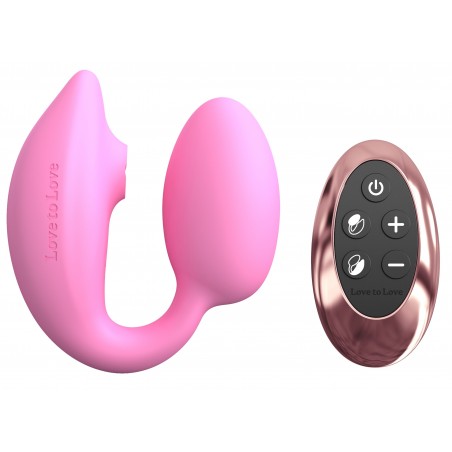 Œuf Vibrant Et Stimulateur Clitoridien Langue Wonderlover Rose Télécommandé - Etanche - USB - 9,8 cm / Ø 3,9 cm - Love To Love