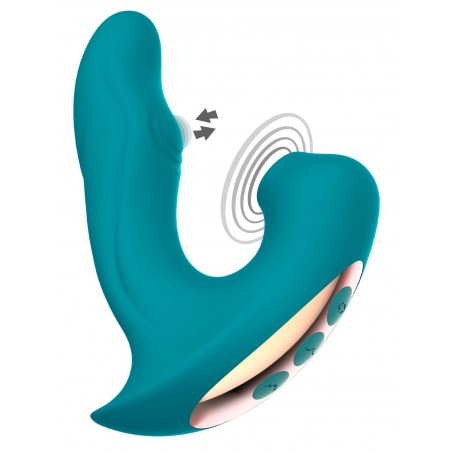 Rabbit - Eternal Turquoise - Air Pulsé - Vibrations - Fonction Doigté - Waterproof - Rechargeable - 15 cm / Ø 3,4 cm - Xocoon