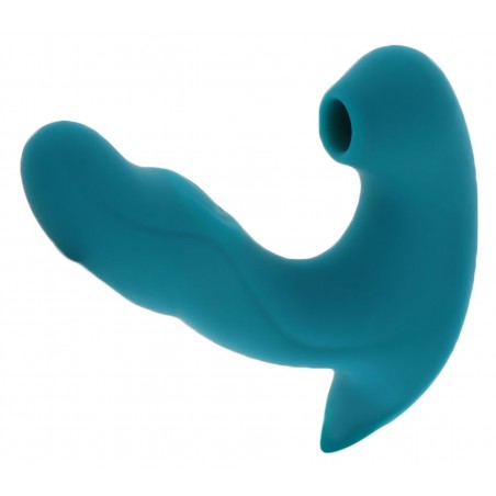 Rabbit - Eternal Turquoise - Air Pulsé - Vibrations - Fonction Doigté - Waterproof - Rechargeable - 15 cm / Ø 3,4 cm - Xocoon