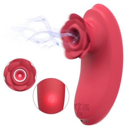 Stimulateur Clitoridien Losa Rouge - Rose A Air Pulsé Et Vibrations - Waterproof - Rechargeable - 10 cm / Ø 4 cm - MyPlayToys