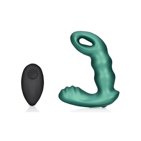 Stimulateur De Prostate Vibrant - Beaded Vibrating Vert Métallisé - Télécommandé - Rechargeable - 9,5 cm / Ø 3,4 cm - Ouch