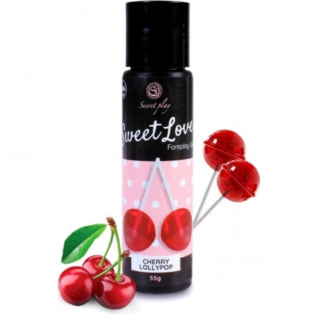 Lubrifiant A Base D'eau Et Gel Aphrodisiaque Comestible Sweet Love Cherry Lollipop - Goût Cerise - 60 Ml - Secret Play
