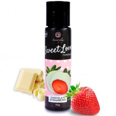 Lubrifiant A Base D'eau Et Gel Aphrodisiaque Comestible Sweet Love - Goût Fraise Et Chocolat Blanc - 60 Ml - Secret Play