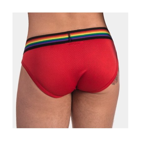 Slip Taille Basse - Pride Rouge - Ceinture Rainbow - Tailles :  S / M / L / XL - Bercode Berlin