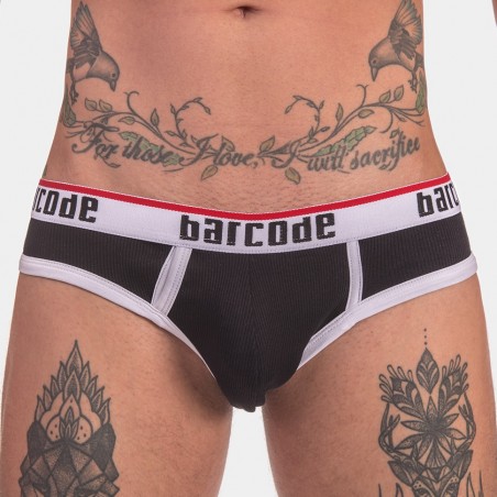 Slip Kai Noir Et Bandes Blanches - Coton - Tailles : S / M / L / XL - Bercode Berlin