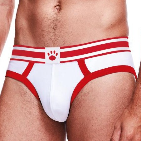 Slip Brief Prowler Blanc - Bandes Et Patte De Chat Rouges - Tailles : S / M / L / XL / XXL - Prowler Underwear