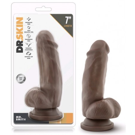 Gode Ventouse avec testitules Dr.Skin Chocolat - 17 Cm