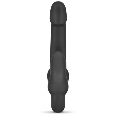 Gode Ceinture pour Femme Sans Harnais - Strapless Morgan Noir - Stries Clitoridiennes - 12 cm / Ø 4 cm - Easy Toys