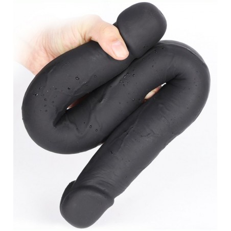 Double Gode Zini S - Dong En Silicone Noir - 39 Cm / Ø 3,6 Cm - Darksil