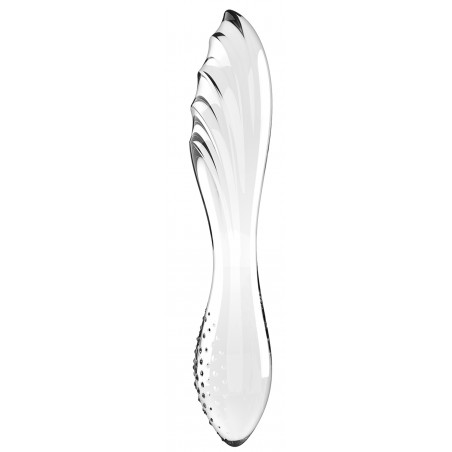 Gode Dazzling Crystal 1 Transparent - 2 Côtés Différents - Verre Thermo Réactif Chaud / Froid - 18 cm / Ø 3,6 Cm - Satisfyer