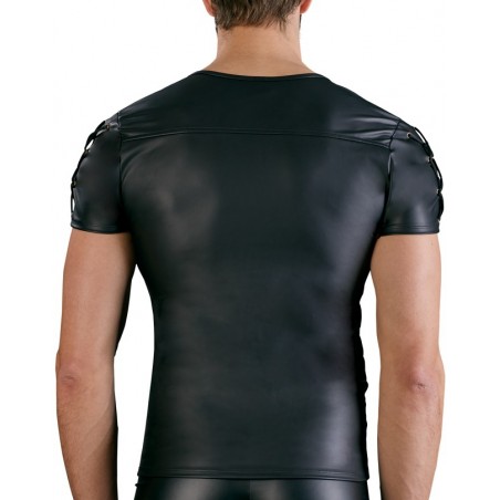 Tee-Shirt Titan Simili Cuir Noir - Lanières Aux Epaules - 2 Anneaux Et Fermeture En Métal - Tailles : S / M / L / XL - Nek
