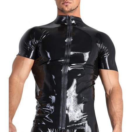 Chemise En 100 % Latex Noir Près Du Corps - Fermeture Eclair - Tailles : M / L / XL - The Latex Collection
