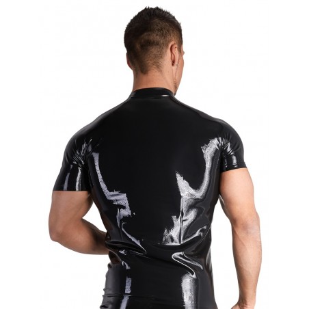 Chemise En 100 % Latex Noir Près Du Corps - Fermeture Eclair - Tailles : M / L / XL - The Latex Collection