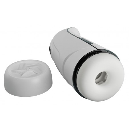 Masturbateur Chauffant Marissa Blanc - Fonction Léchage Et Vibrations - Voix Sonore - USB - 26 cm / Ø 9 cm - Pretty Love