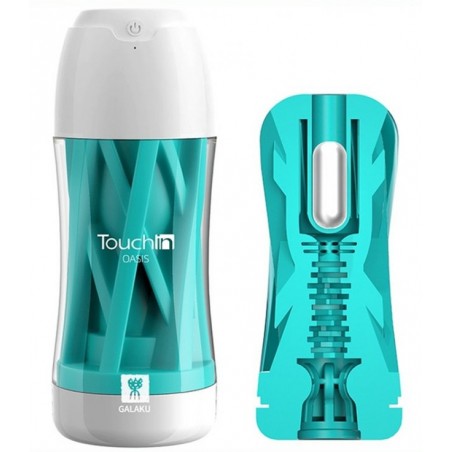 Masturbateur Touch In Vert - Relief Rainuré - Bullet Vibrant Amovible - Waterproof - Rechargeable - 18 cm / Ø 7 cm - Galaku