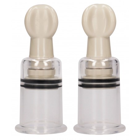 2 Pompes A Vis Pour Tétons - Cup Small - Transparentes Et Beiges - 5,5 cm / Ø 2,8 cm - Ouch