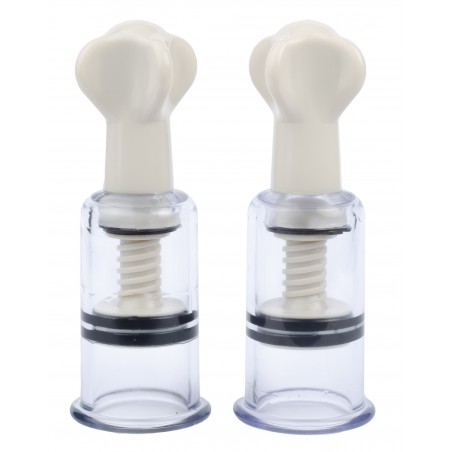 2 Pompes A Vis Pour Tétons - Twist Beige M - Transparent Et Beige - 4 cm / Ø 2,5 cm - Fukr