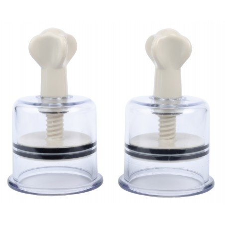 2 Pompes A Vis Pour Tétons - Twist Beige XXL - Transparent Et Beige - 4 cm / Ø 5 cm - Fukr