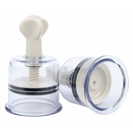 2 Pompes A Vis Pour Tétons - Twist Beige XXL - Transparent Et Beige - 4 cm / Ø 5 cm - Fukr
