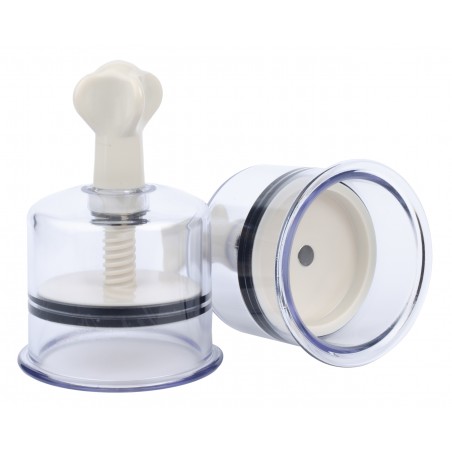 2 Pompes A Vis Pour Tétons - Twist Beige XXXL - Transparent Et Beige - 4 cm / Ø 5,8 cm - Fukr