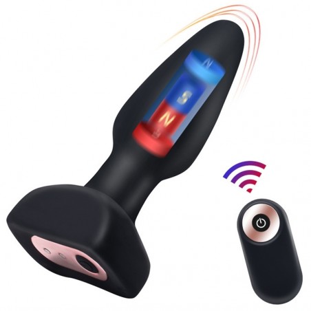 Plug Anal A Percussion - Thrust Up Noir - Télécommandé - Waterproof - Rechargeable - 11 cm / Ø 3,7 cm - Fukr