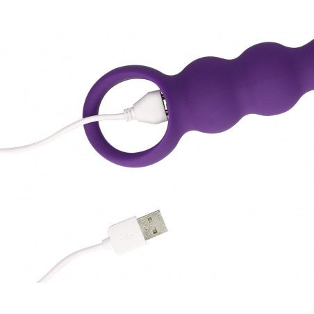 Plug Anal Vibrant Teardrop Shap Violet - 3 Boules - Waterproof - Rechargeable - 12 cm / Ø 2,2 cm à 3,5 cm - Loveline