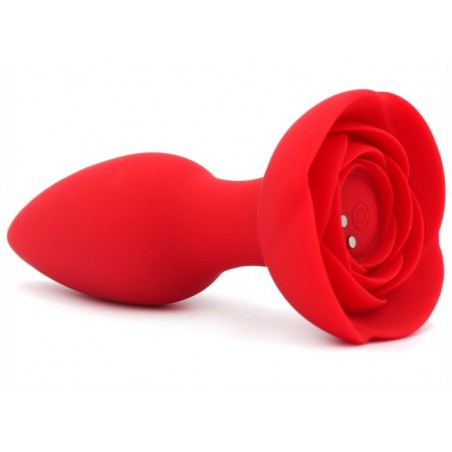 Plug Vibrant - Rosebud Forme De Rose Rouge Télécommandé - Waterproof - Rechargeable - 10 cm / Ø 3,6 cm - MyPlayToys