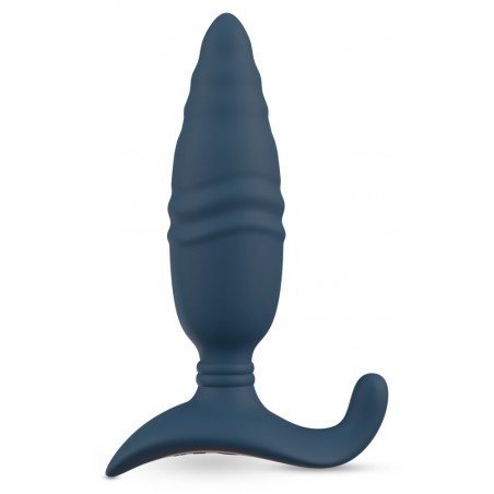 Stimulateur De Prostate Vibrant Et Va-Et-Vient Strié - Butt Thrust Bleu -  Télécommandé - Etanche - USB - 14 cm / Ø 4 Cm - Anos