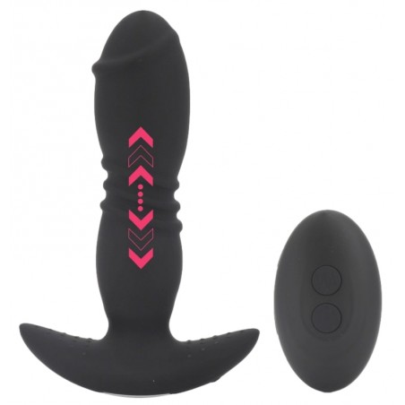 Plug Anal Vibrant Et Va-Et-Vient - Slap Thrust Noir - Télécommandé - Rechargeable - 13,5 cm / Ø 3,7 Cm - AnalTech