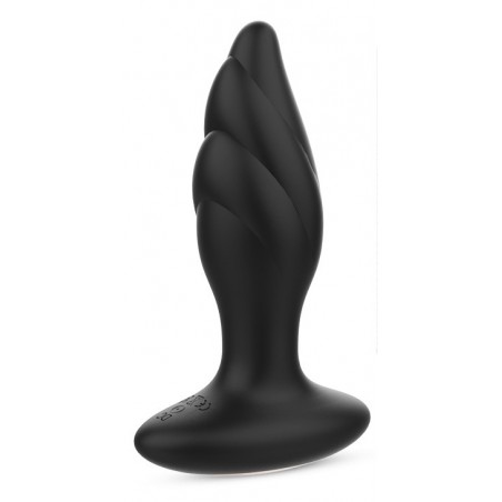 Plug Anal Vibrant Whirlwind Noir - Forme de Flamme - Télécommandé - Rechargeable - 12 cm / Ø 4,2 cm - AnalTech